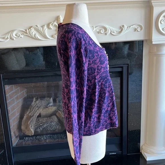 Romantic Sweater Delias Vintage Purple Peplum Top Sweater Cardigan Womens M - Picture 2 of 15
